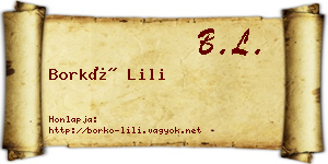 Borkó Lili névjegykártya